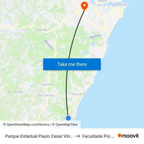 Parque Estadual Paulo Cesar Vinha to Faculdade Pio XII map