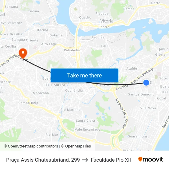 Praça Assis Chateaubriand, 299 to Faculdade Pio XII map