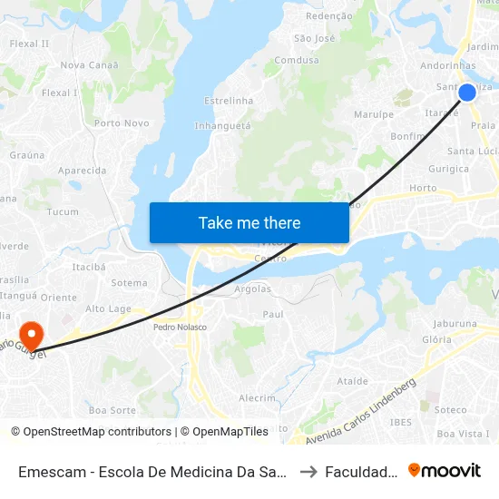 Emescam - Escola De Medicina Da Santa Casa De Misericórdia to Faculdade Pio XII map