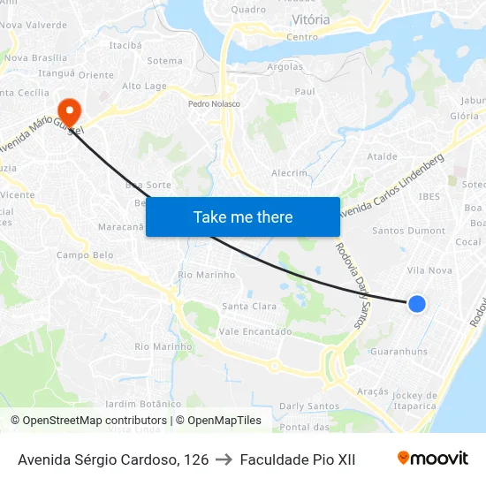 Avenida Sérgio Cardoso, 126 to Faculdade Pio XII map