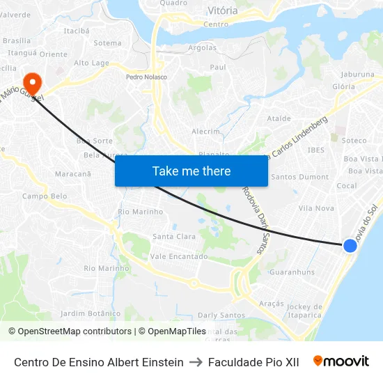 Centro De Ensino Albert Einstein to Faculdade Pio XII map