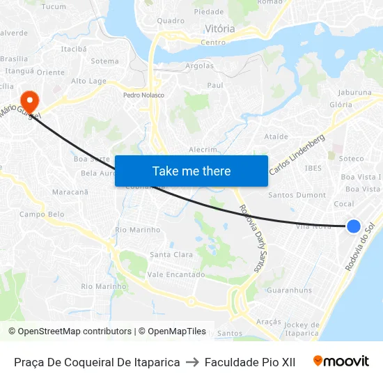 Praça De Coqueiral De Itaparica to Faculdade Pio XII map