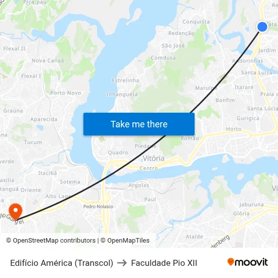Edifício América (Transcol) to Faculdade Pio XII map