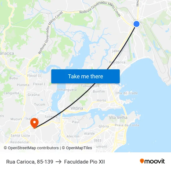 Rua Carioca, 85-139 to Faculdade Pio XII map