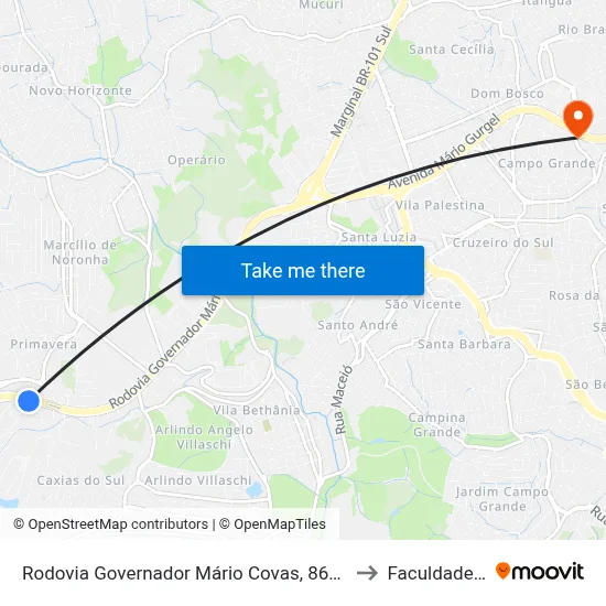 Rodovia Governador Mário Covas, 860 - Parque Industrial to Faculdade Pio XII map