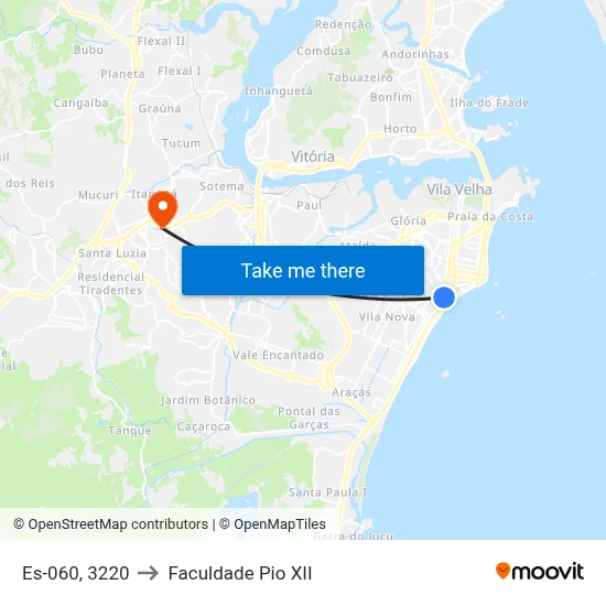 Es-060, 3220 to Faculdade Pio XII map