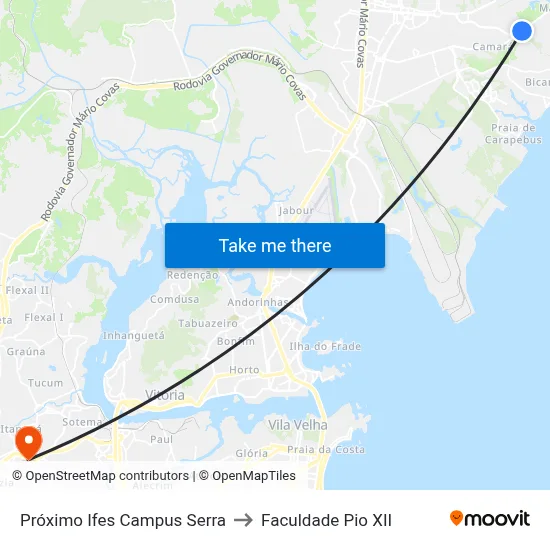 Próximo Ifes Campus Serra to Faculdade Pio XII map