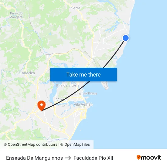Enseada De Manguinhos to Faculdade Pio XII map