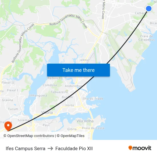 Ifes Campus Serra to Faculdade Pio XII map