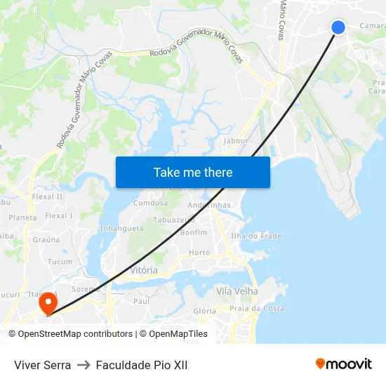 Viver Serra to Faculdade Pio XII map