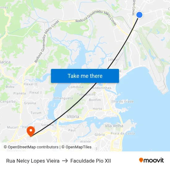 Rua Nelcy Lopes Vieira to Faculdade Pio XII map