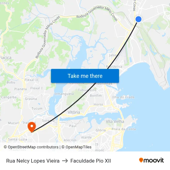 Rua Nelcy Lopes Vieira to Faculdade Pio XII map