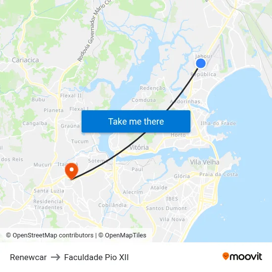Renewcar to Faculdade Pio XII map