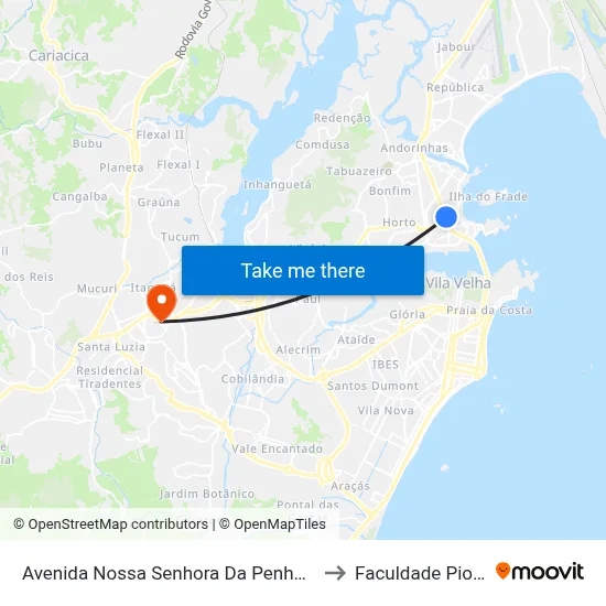 Avenida Nossa Senhora Da Penha, 339 to Faculdade Pio XII map