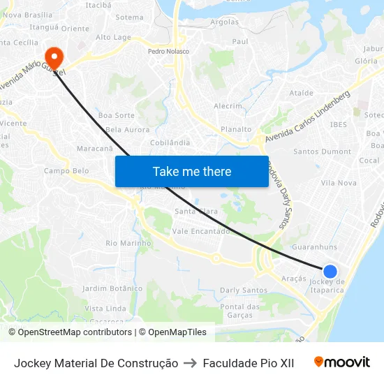 Jockey Material De Construção to Faculdade Pio XII map