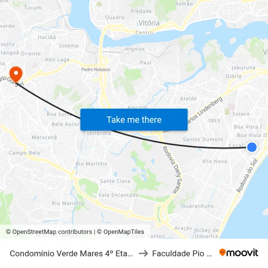 Condomínio Verde Mares 4º Etapa to Faculdade Pio XII map