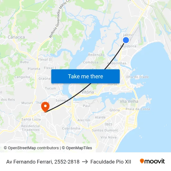 Av Fernando Ferrari, 2552-2818 to Faculdade Pio XII map
