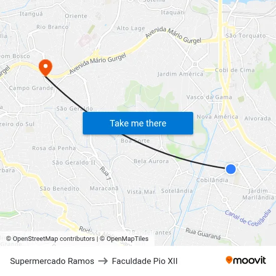 Supermercado Ramos to Faculdade Pio XII map