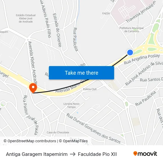 Antiga Garagem Itapemirim to Faculdade Pio XII map