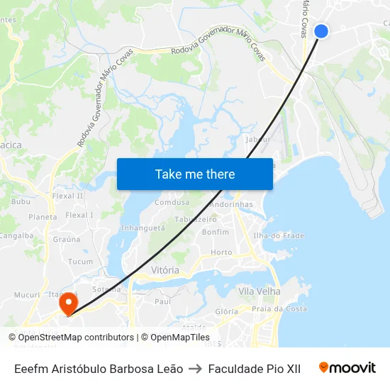 Eeefm Aristóbulo Barbosa Leão to Faculdade Pio XII map