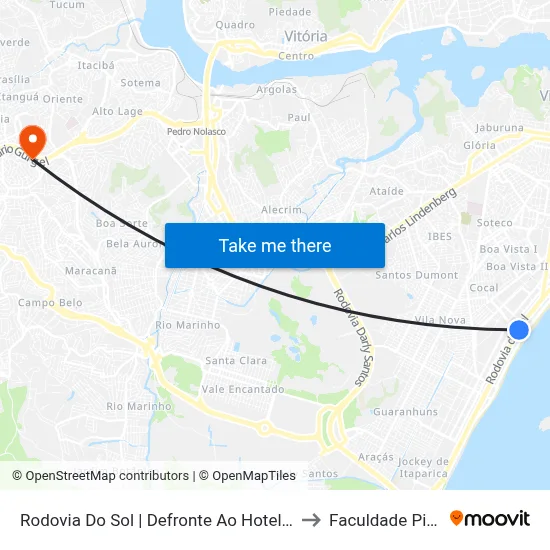 Rodovia Do Sol | Defronte Ao Hotel Faraóh to Faculdade Pio XII map