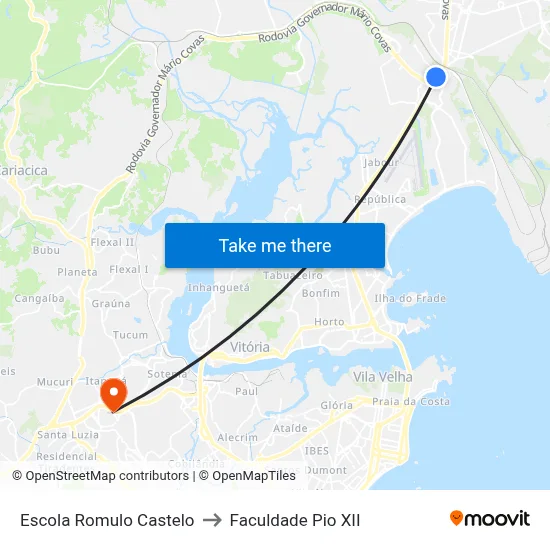 Escola Romulo Castelo to Faculdade Pio XII map