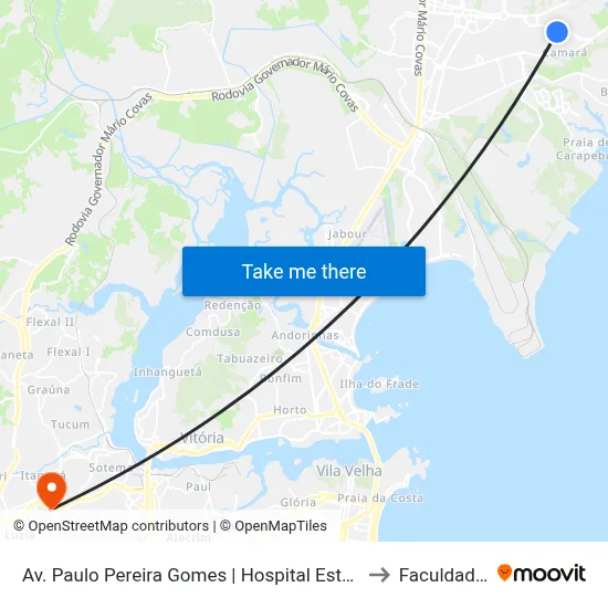 Av. Paulo Pereira Gomes | Hospital Estadual Jayme Santos Neves to Faculdade Pio XII map