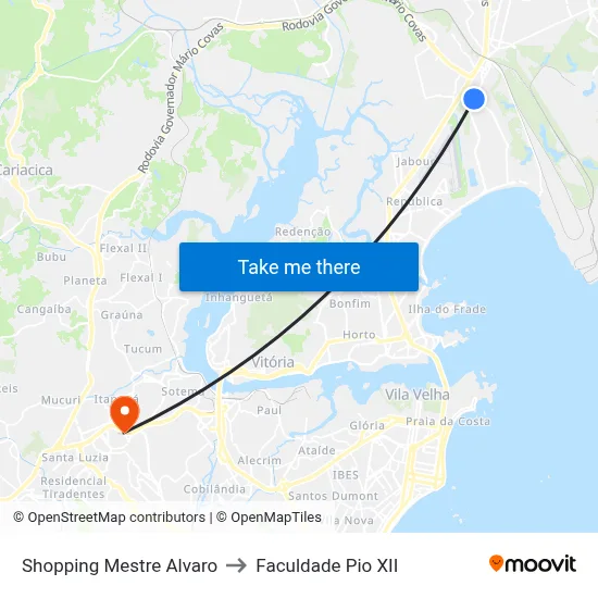 Shopping Mestre Alvaro to Faculdade Pio XII map