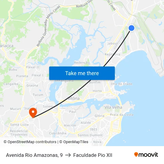 Avenida Rio Amazonas, 9 to Faculdade Pio XII map
