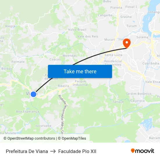 Prefeitura De Viana to Faculdade Pio XII map