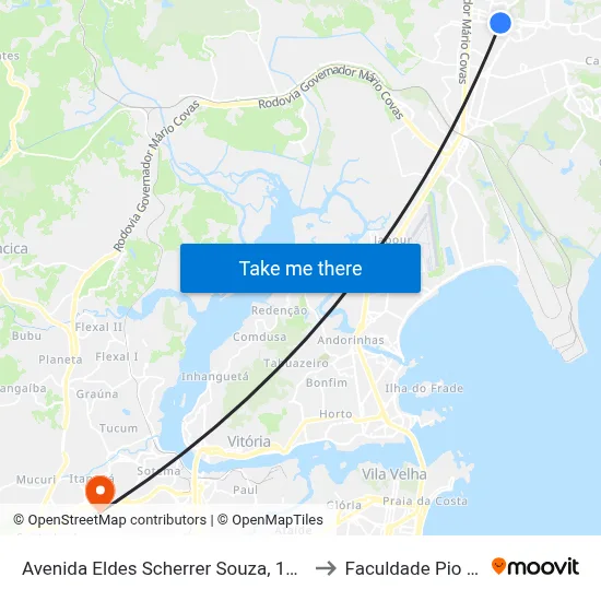 Avenida Eldes Scherrer Souza, 1501 to Faculdade Pio XII map