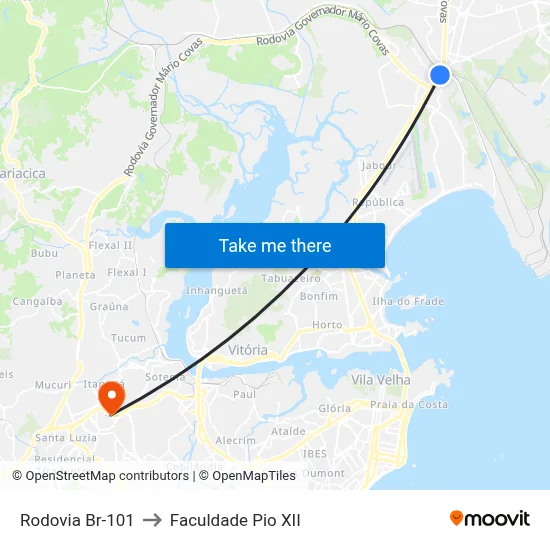 Rodovia Br-101 to Faculdade Pio XII map