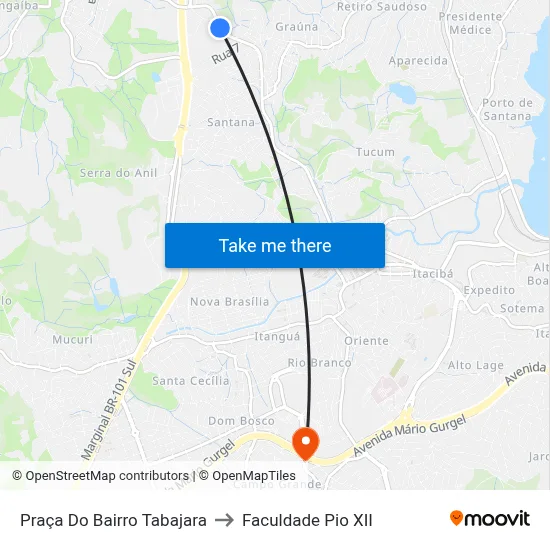 Praça Do Bairro Tabajara to Faculdade Pio XII map