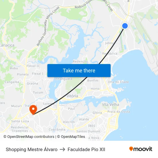 Shopping Mestre Álvaro to Faculdade Pio XII map