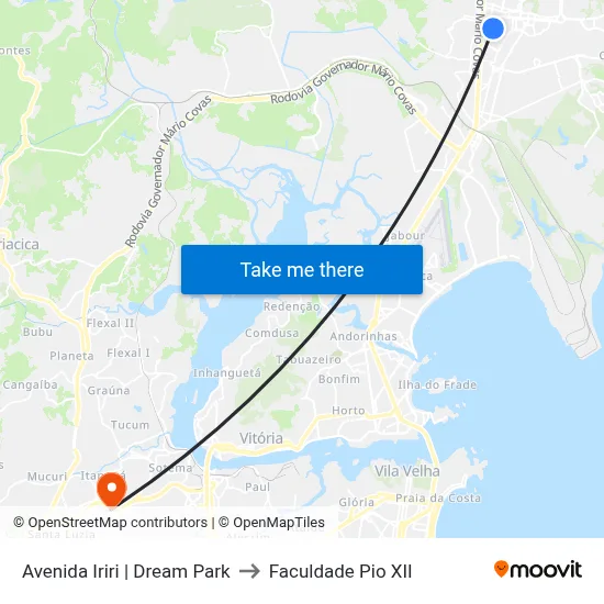 Avenida Iriri | Dream Park to Faculdade Pio XII map