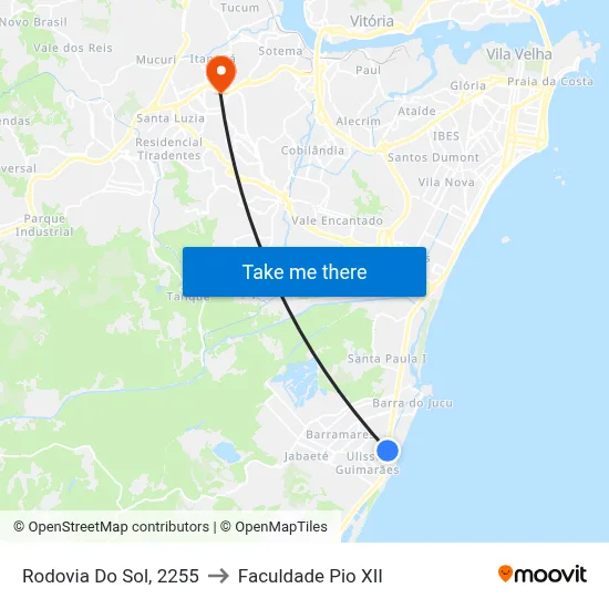 Rodovia Do Sol, 2255 to Faculdade Pio XII map