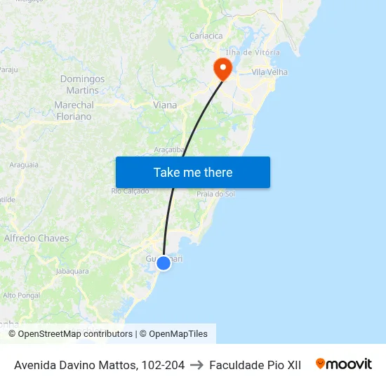 Avenida Davino Mattos, 102-204 to Faculdade Pio XII map