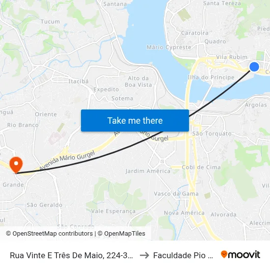 Rua Vinte E Três De Maio, 224-346 to Faculdade Pio XII map