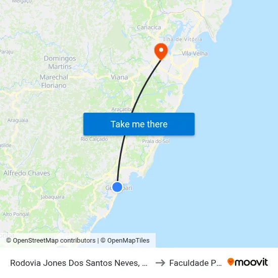 Rodovia Jones Dos Santos Neves, 1234-1308 to Faculdade Pio XII map