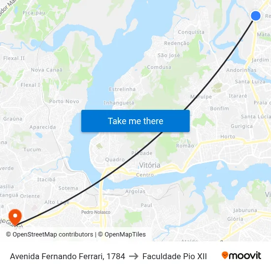 Avenida Fernando Ferrari, 1784 to Faculdade Pio XII map