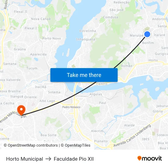 Horto Municipal to Faculdade Pio XII map