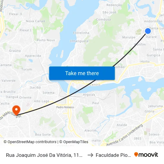 Rua Joaquim José Da Vitória, 118-124 to Faculdade Pio XII map