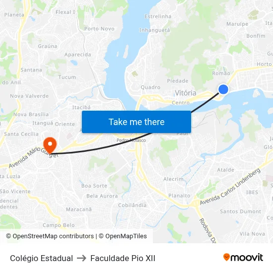 Colégio Estadual to Faculdade Pio XII map