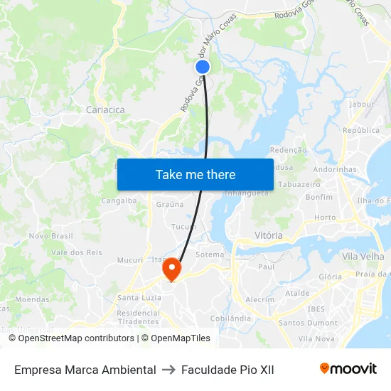 Empresa Marca Ambiental to Faculdade Pio XII map
