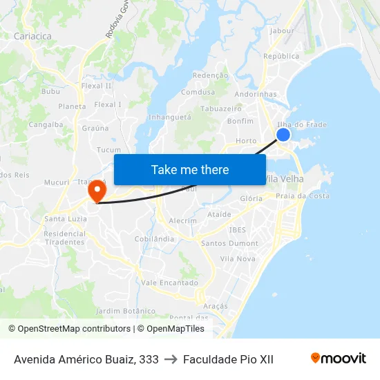 Avenida Américo Buaiz, 333 to Faculdade Pio XII map