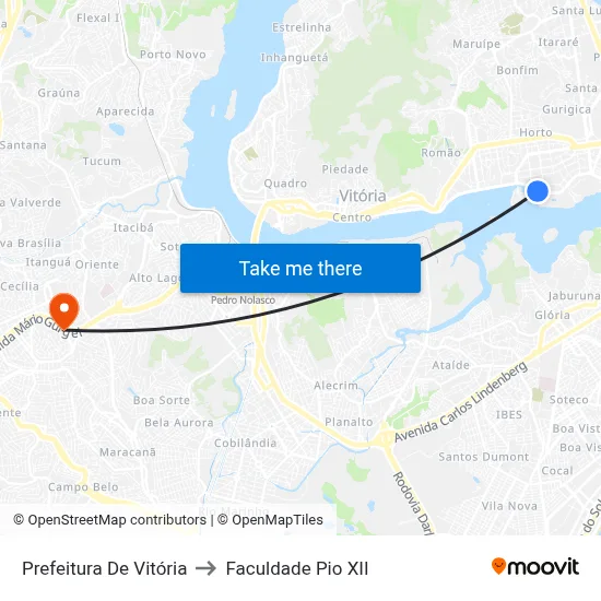 Prefeitura De Vitória to Faculdade Pio XII map