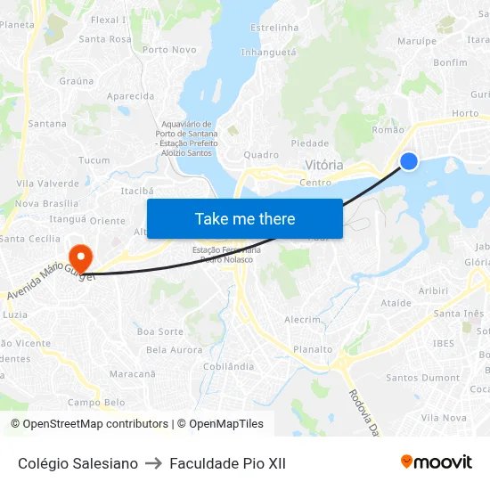Colégio Salesiano to Faculdade Pio XII map