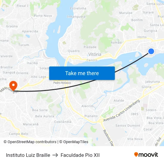 Instituto Luiz Braille to Faculdade Pio XII map