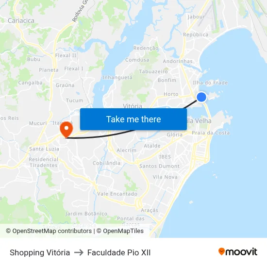 Shopping Vitória to Faculdade Pio XII map