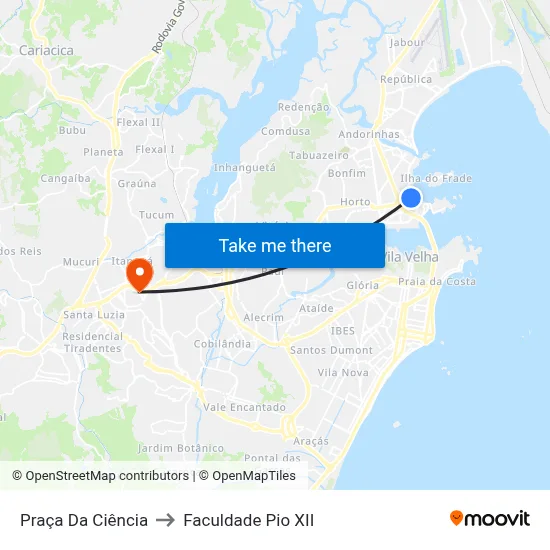 Praça Da Ciência to Faculdade Pio XII map
